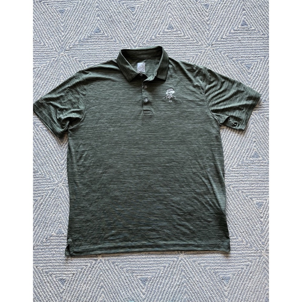 Callaway Opti-Dri Polo Shirt - Green/White - XL - White Unknown‎ Club Logo